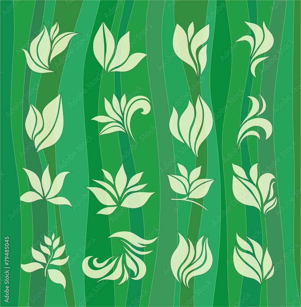 set of elements for design - stylized leaves set of elements for design - stylized leaves