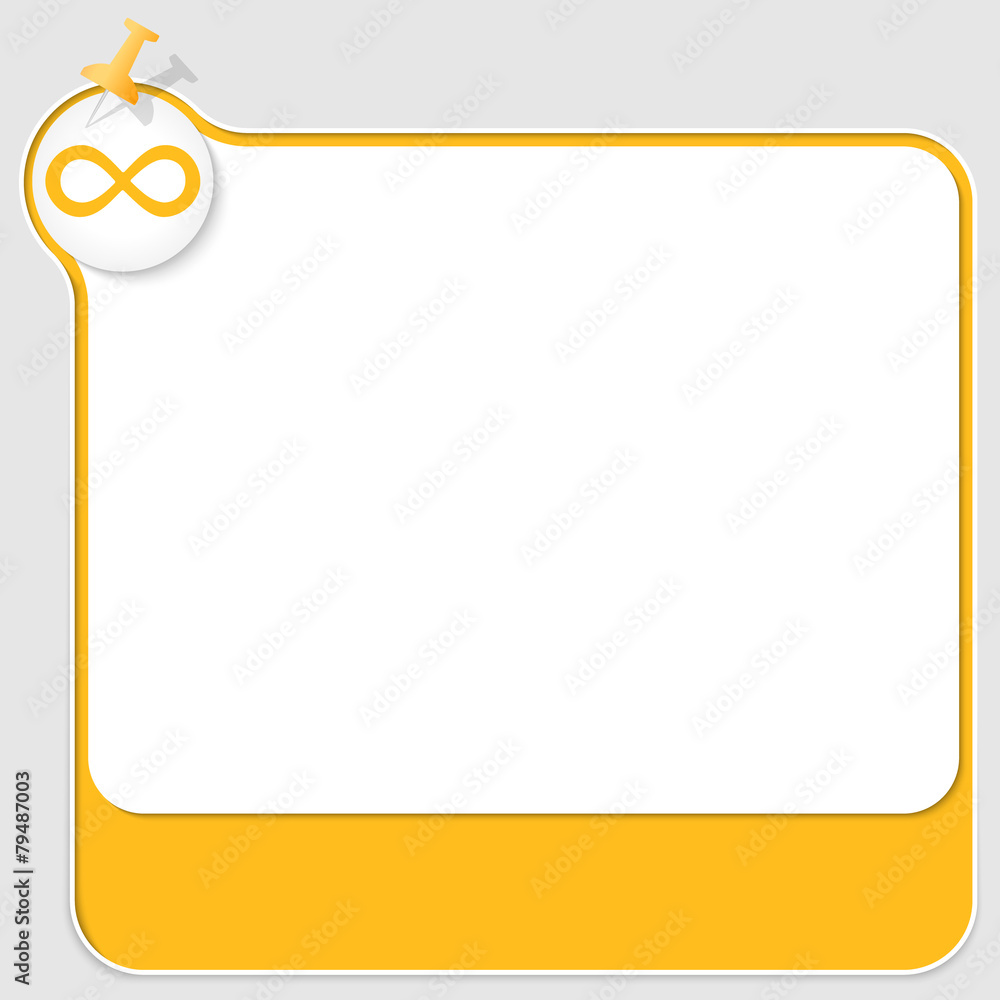 yellow text box with pushpin and infinity icon