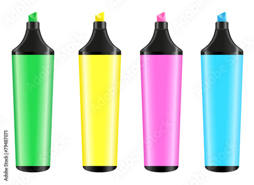 Vector highlighters on white background