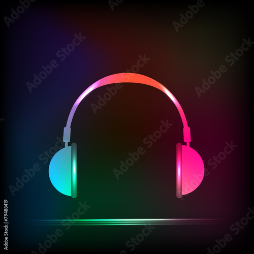 Abstract Light neon Headphones, easy all editable