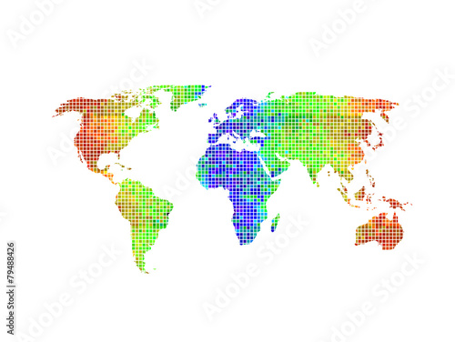 Dotted world map Vector illustration, easy all editable