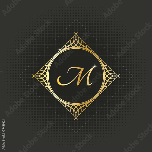 calligraphy monogram, vintage pattern logo