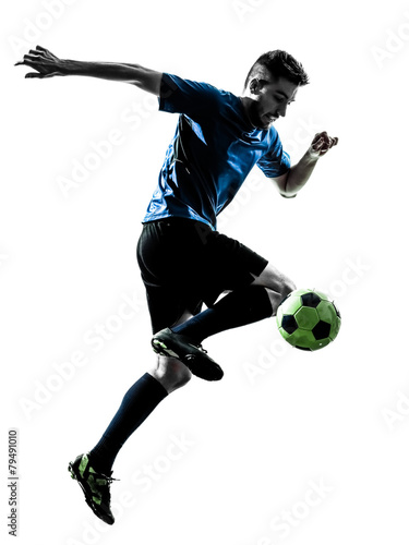 caucasian soccer player man juggling silhouette