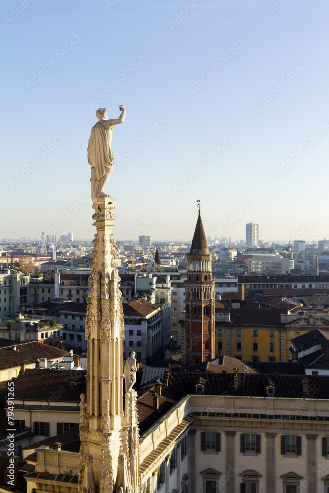 View from the Duomo cathedral in Milan, Italy