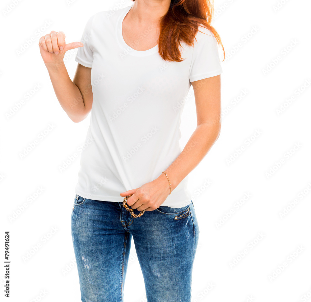 Fototapeta premium girl in white t-shirt