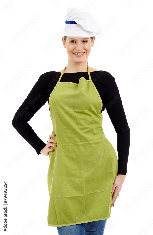 Young woman cook isolated on white Young woman cook isolated on white