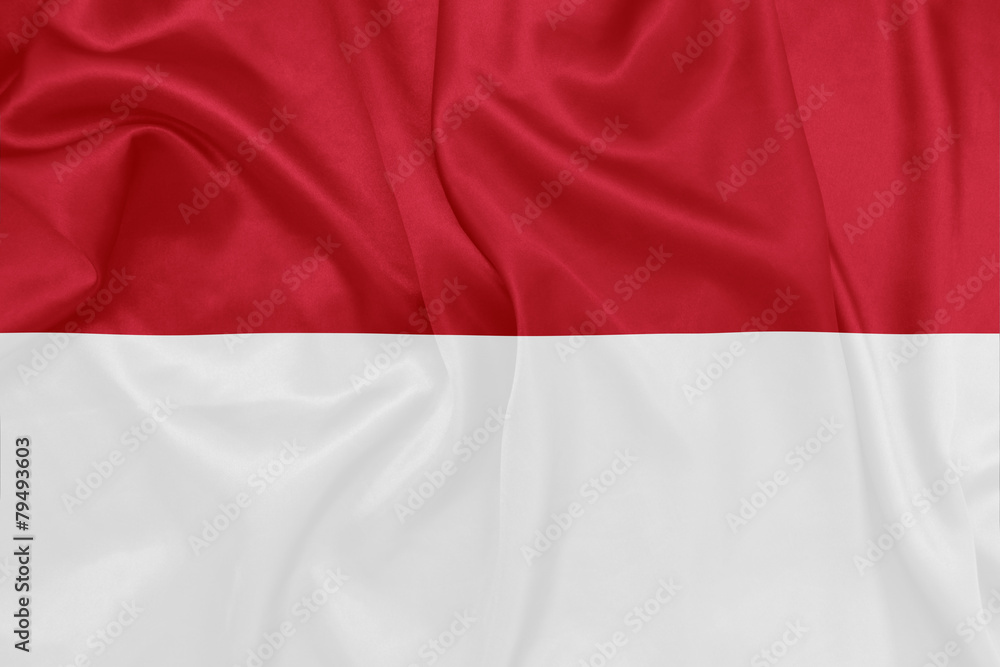 Indonesia - Waving national flag on silk texture