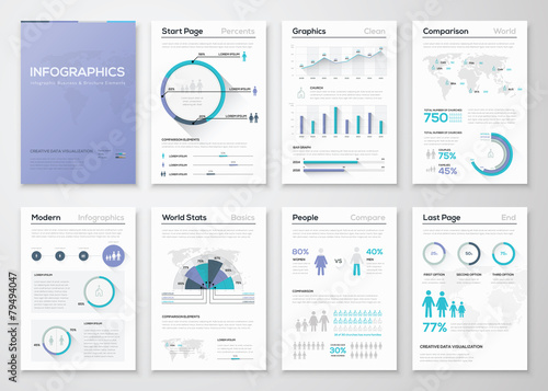 Big collection of infographic business brochures and graphics