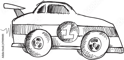 Doodle Sketch Race Car Vector Illustration Art