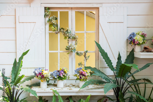 White window in the garden