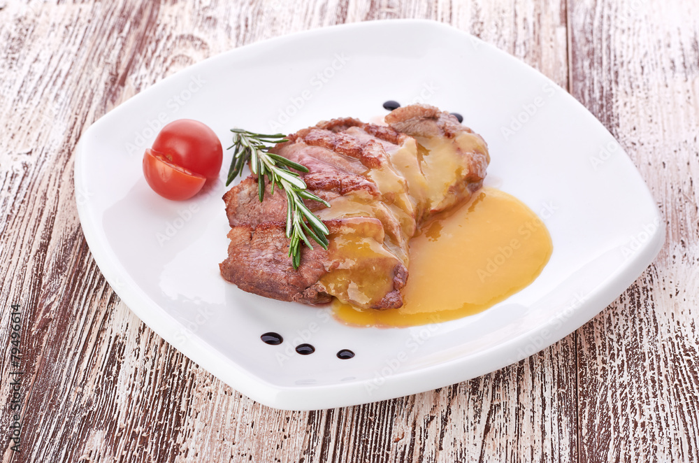Beef steak medium grilled, isolated on white background Beef steak medium grilled, isolated on white background