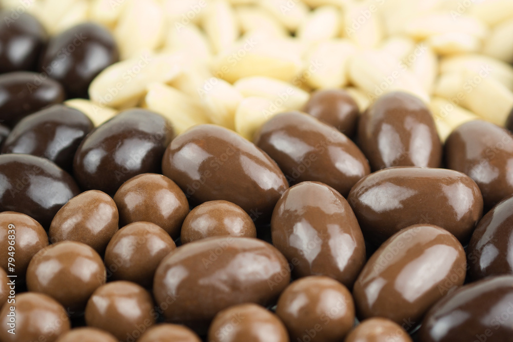variety of almonds in chocolate variety of almonds in chocolate