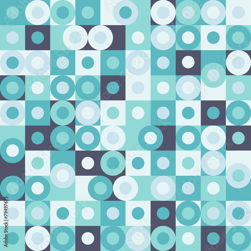 Abstract seamless pattern with circles and squares.