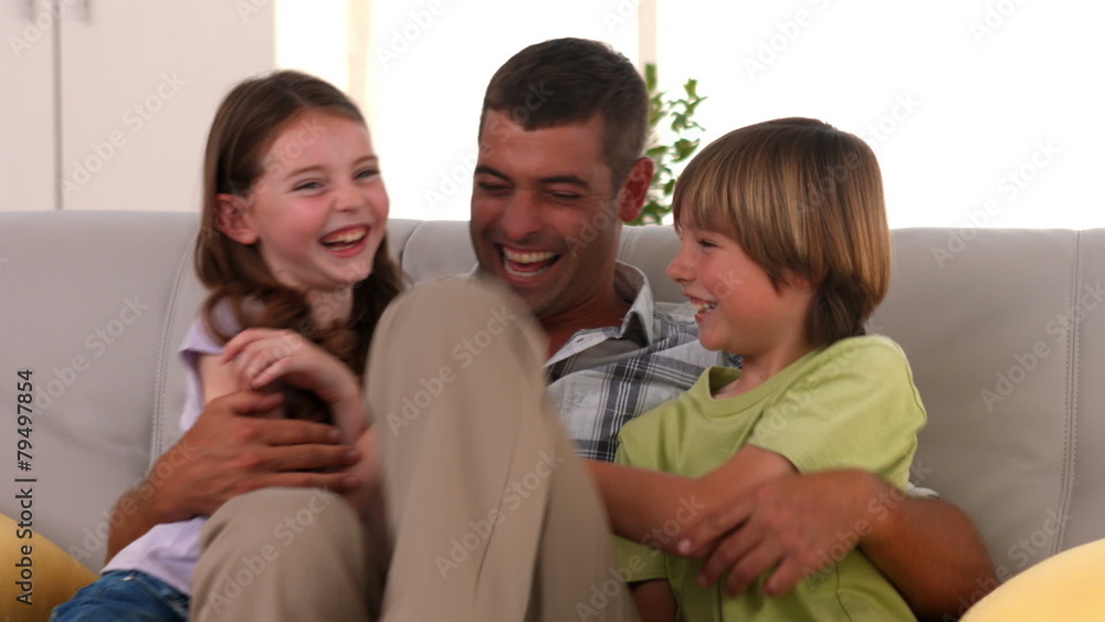 Happy father with his children Happy father with his children