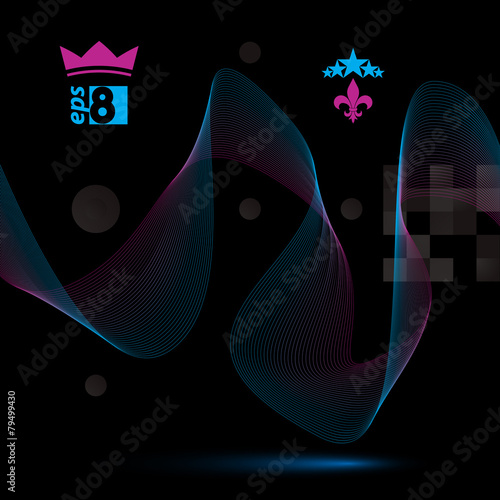 Elegant flowing lines vector background, royal design, eps8. Dar