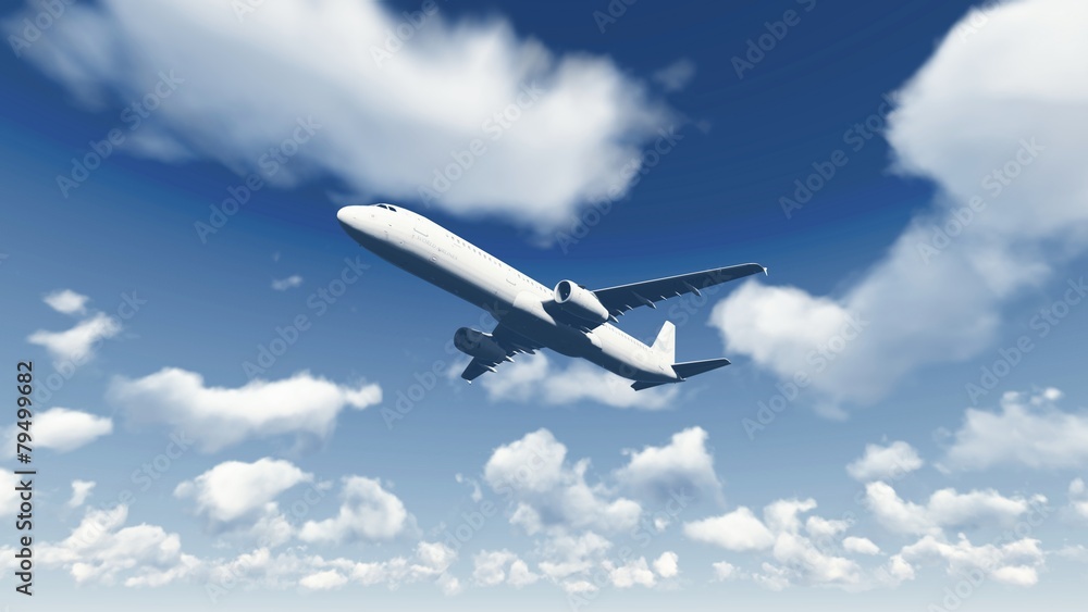 Fototapeta Samolot leci po zachmurzonym niebie 2