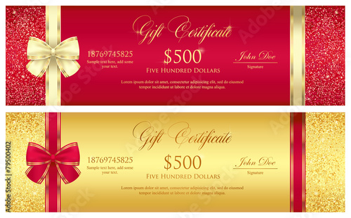 Red and gold gift certificate with borders