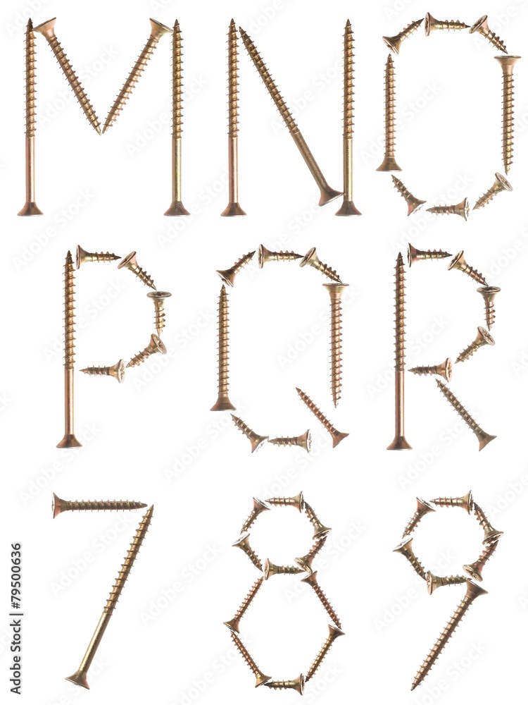 Font made of screws Font made of screws