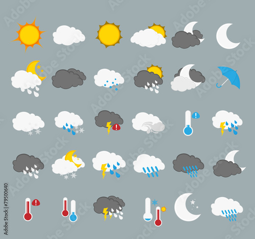 Set of 30 high quality vector weather icons