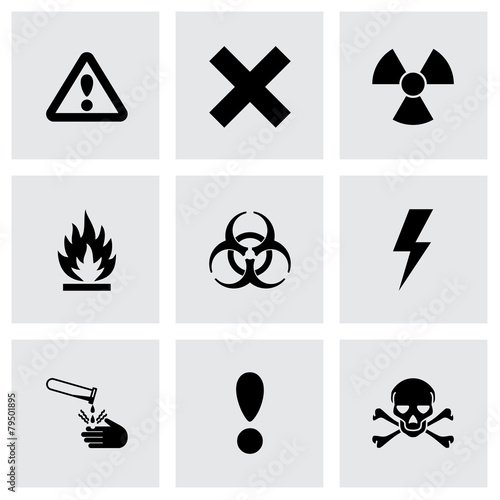 Vector black danger icon set