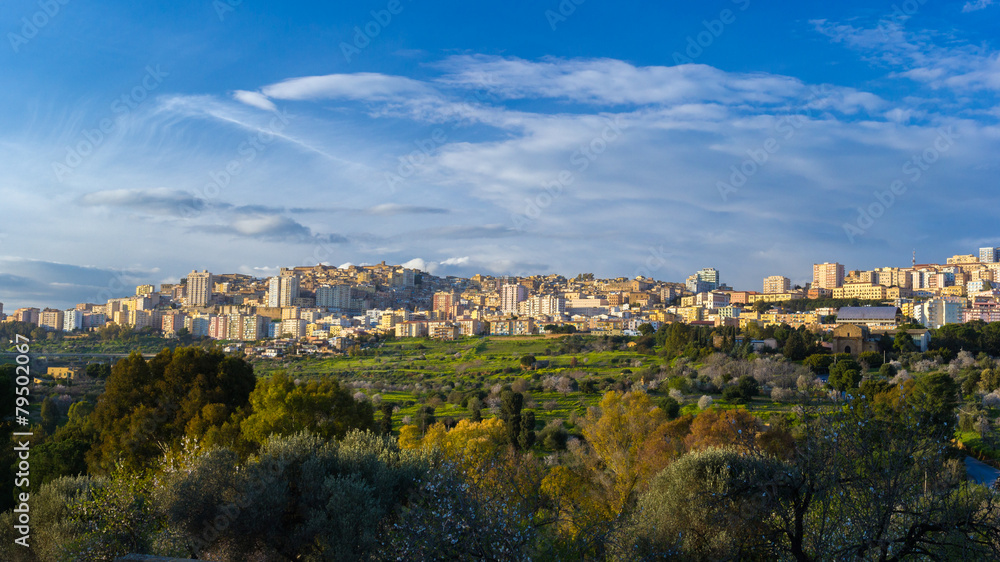 Agrigento town view from Valley of Temples