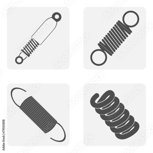 monochrome icon set with dampers and springs