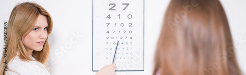 Ophthalmologist using Snellen chart