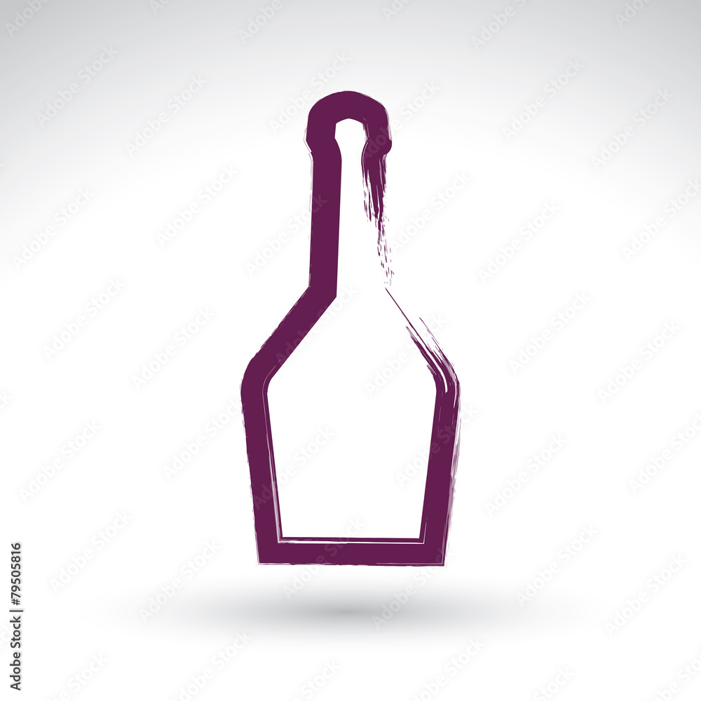 Hand drawn simple empty bottle of rum, brush drawing bottle icon Hand drawn simple empty bottle of rum, brush drawing bottle icon