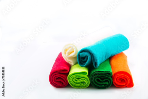 Roll Flannel many colors isolated on a white background.