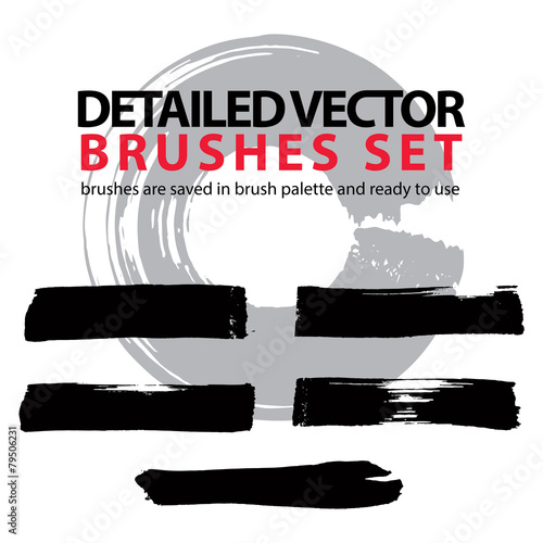 Collection of vector scanned and traced black brush strokes, tat