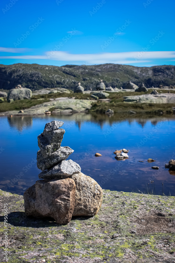 Stone Cairn on Norwegian Mountain