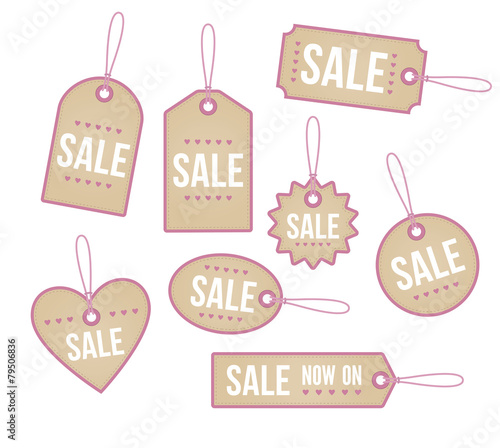 A set of heart themed price tags