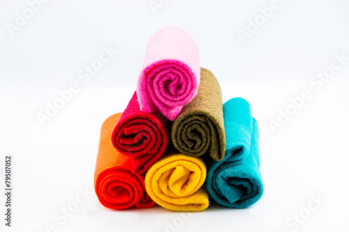 Roll Flannel many colors isolated on a white background.
