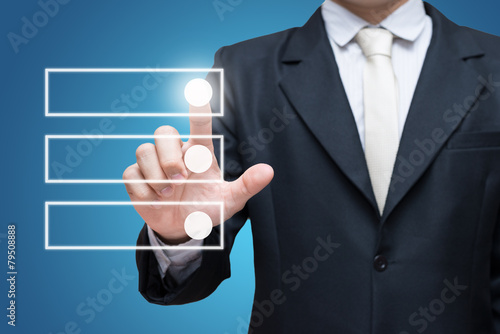 Businessman touch checking mark checklist marker Isolated