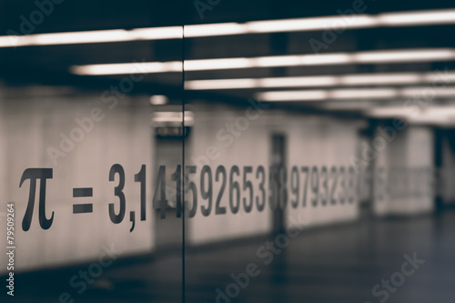 the pi symbol and numbers of mathematical constant on glass