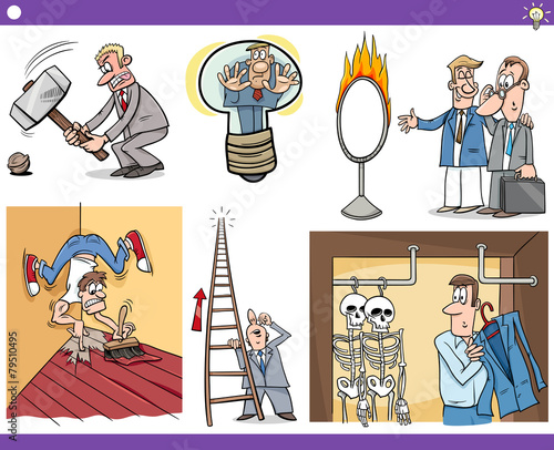 cartoon concepts and sayings set