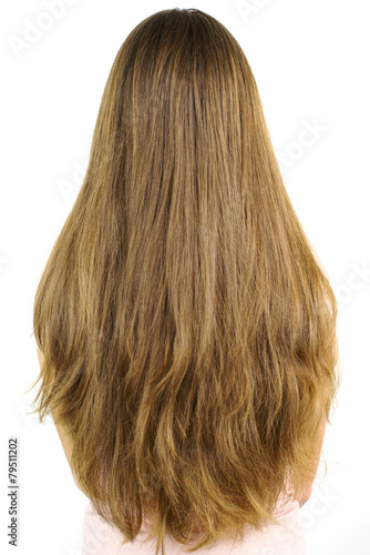 Portrait of very long blonde hair with layers