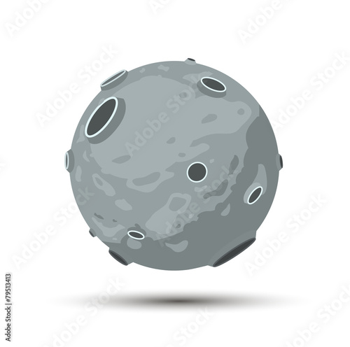 Flat moon with craters illustration isolated on white