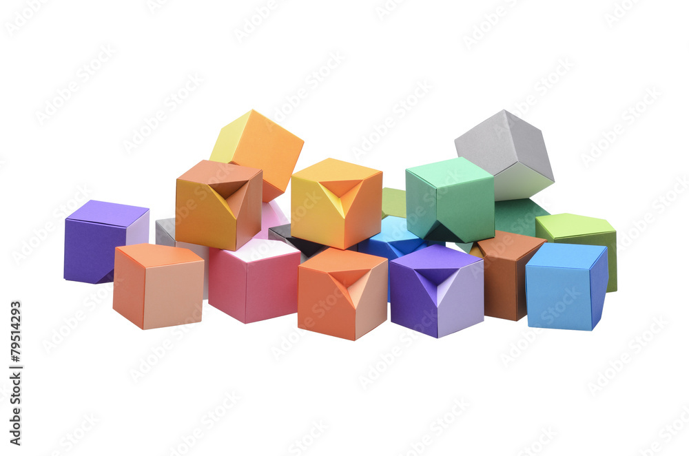 Fototapeta premium Origami varicolored cubes