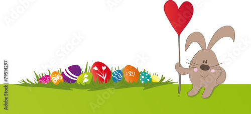 Osterhase mit Herz und Eiern, Vektor
