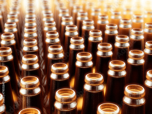 Background Made From Empty Beer Brown Bottles