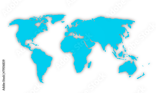 Blue color world map illustration