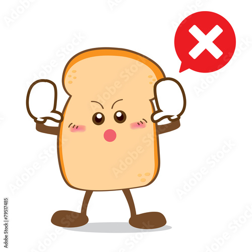Bread-10 Isolated happy smile Stop action Slice of bread cartoon