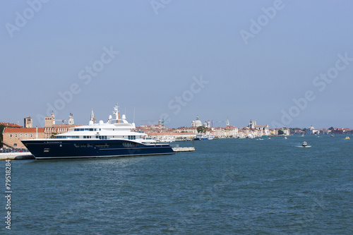 Luxury yacht in summer Venice harbor marina © Roman Babakin