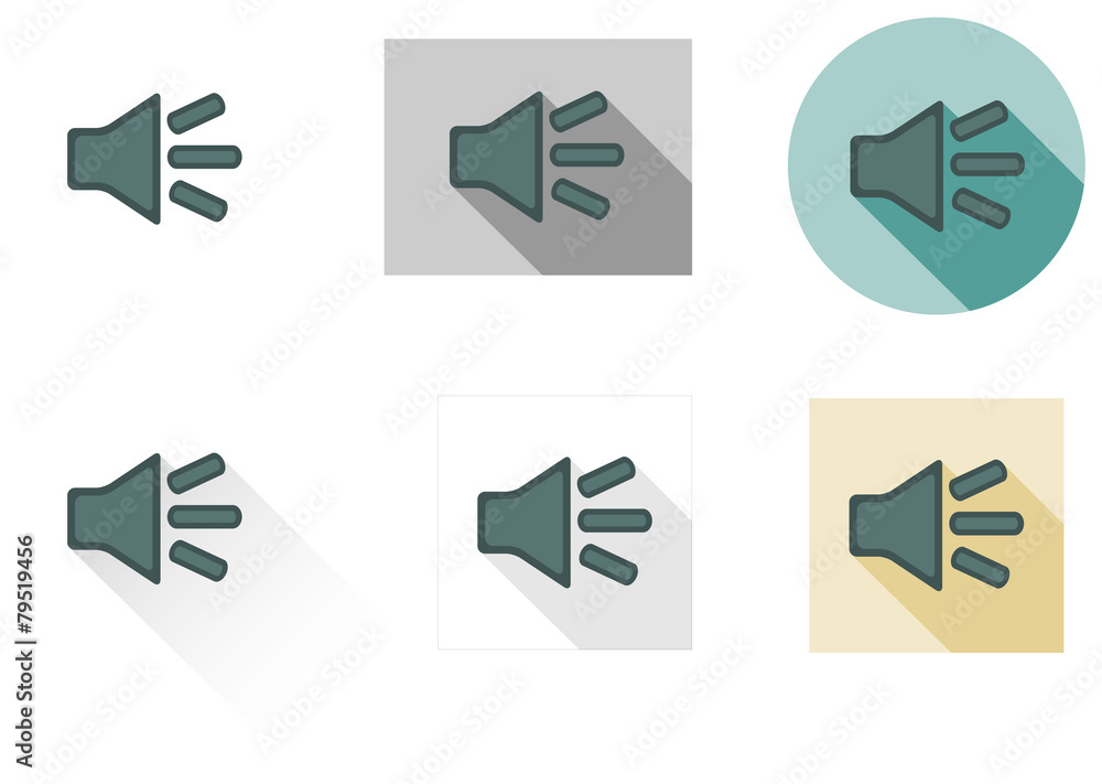 Set of 6 isolated flat sound icons Set of 6 isolated flat sound icons
