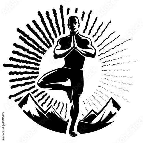 Yoga.Illustration in the engraving style