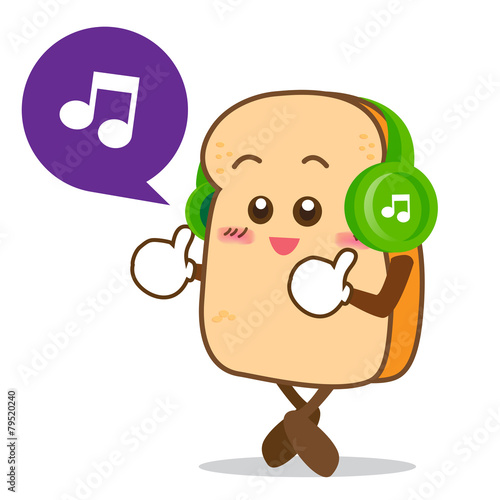 Bread-13 Isolated happy smile listening music Slice of bread car