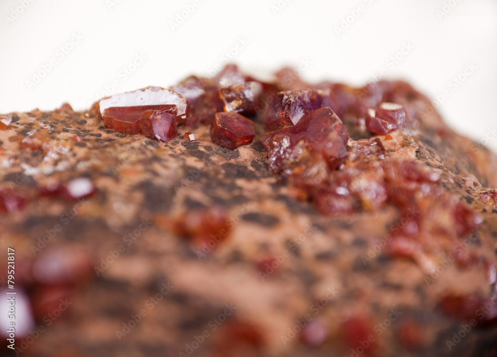 Vanadinite red crystals, mineral extreme close-up Vanadinite red crystals, mineral extreme close-up