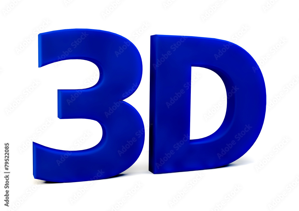 3D logo isolated on white background. 3d word 3D logo isolated on white background. 3d word