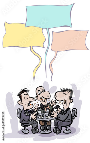 People discussing  around a table